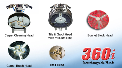 Carpet Cleaning Head, Tile & Grout Head with Vacuum Ring, Bonnet Block Head, Carpet Brush Head, Stair Head