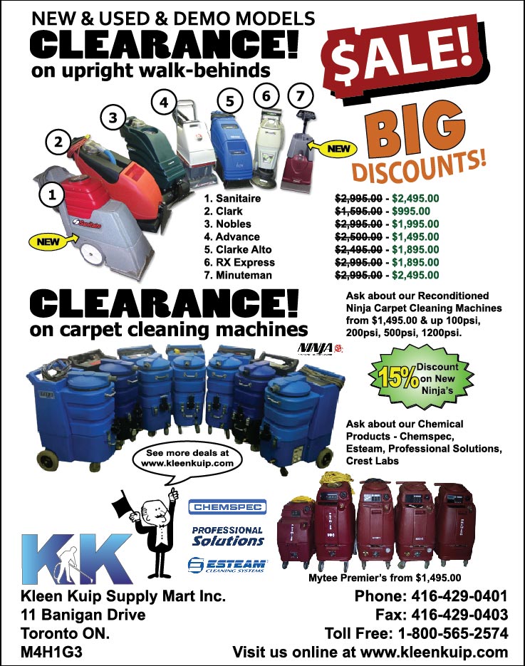 Clearance Sale on New and Used Professional Carpet Cleaning Equipment