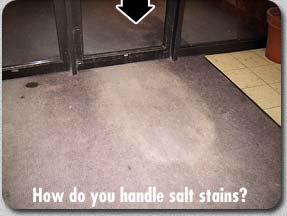 Salt soiled carpeting