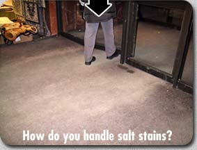 Salt soiled carpeting