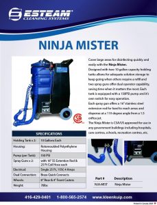 ninja mister pump spraying machine disinfecting carpet traffic lane prespray