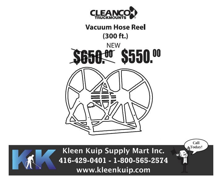 cleanco-vacuum-hose-reel-300-feet-new-for-sale cleanco truckmount hose reel titanium wand for sale special pricing