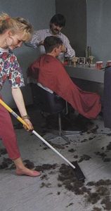 sweeping hair salon