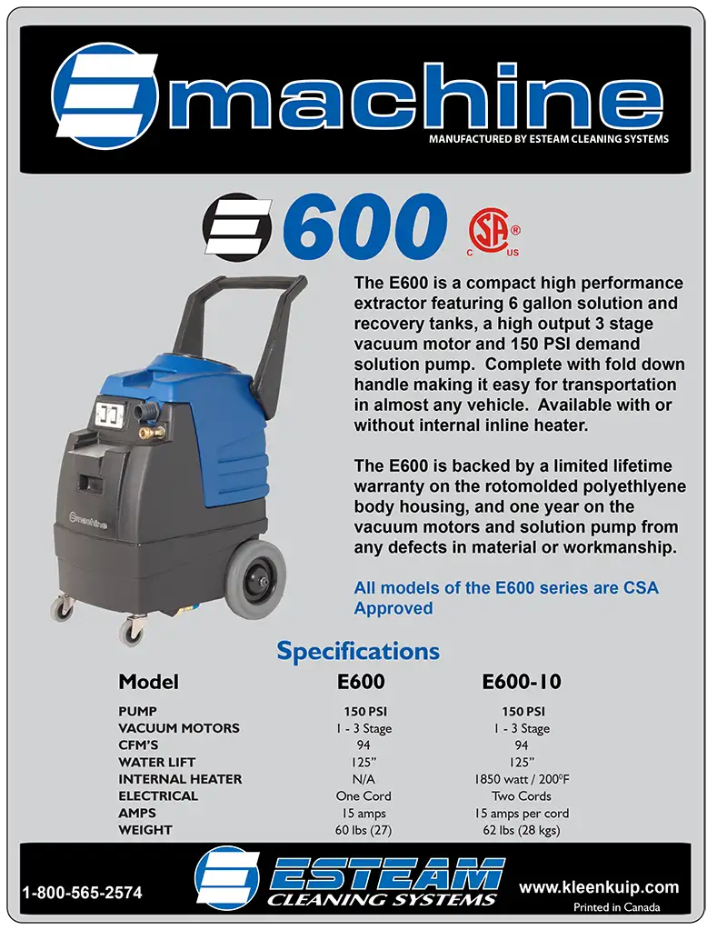 esteam e600 carpet extractor