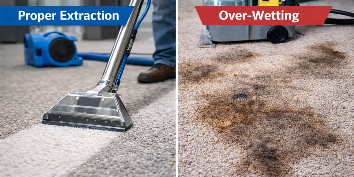 over wetting carpets wicking